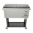 thumbnail image 6 of 80 Quart Rolling Cooler Cart on Wheels, Outdoor Kitchen Cooling Bins Ice Chest with Open Shelf, Bottle Opener and Cap Catcher, Bar Drink Cooler, Beverage for Patio Pool Party, Silver, 6 of 9