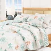 Coastal Quilt Set - Lightweight, Soft, All-Season - 2-Piece Reversible Bedding Set (Twin / Twin XL, Coral Reef)