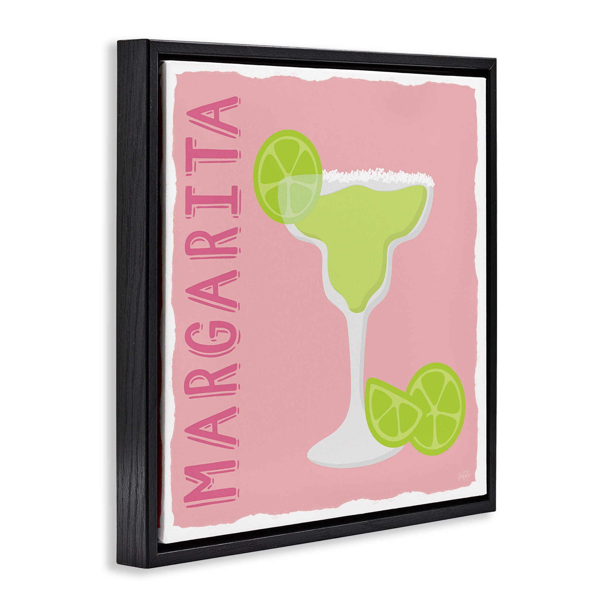 Stupell Industries Margarita Cocktail with Limes Food & Beverage Painting Black Floater Framed Canvas Art Print Wall Art, 25 x 25