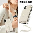 thumbnail image 4 of for iPhone X/XS Back Case, Luxury Ultra Slim Shockproof PU Leather Card Slots Kickstand Magnetic Snap Shoulder Strap & Wristlet RFID Blocking Phone Cover for iPhone X/XS, White, 4 of 9