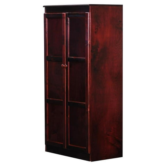 Bowery Hill Wood Cherry Storage Cabinet Rectangular Adjustable Shelves 60" Unassembled