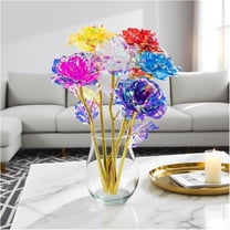 LEWEEN 24 Pcs Galaxy Rose Glass Flowers Bouquet Eternal Love Artificial Roses Mother’s Day, Anniversary, Birthday, Wedding Gifts for Women, Wife, Mom, Artificial Flowers for Decoration
