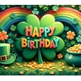thumbnail image 4 of Green Shamrock Happy Birthday Banner with Rainbow Decoration for St Patrick's Day Celebration Party Photo Background, 4 of 7