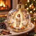 thumbnail image 5 of MYUNNIL Light Up Christmas Globe Ornaments, 3" Religious Clear Nativity Scene Hanging Ball Decoration with Built-In Warm LED Light, Cute Waterproof Seasonal Pendant for Tree Home Decor, 5 of 7