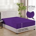 thumbnail image 4 of Fitted Sheet + Pillowcase Set 800 Thread Count 100% Egyptian Cotton 3-Piece ( 1-Fitted + 2-Pillowcase ) California King Size (72" x 84") Inch 30-Inch Deep Pocket, All-Around Elastic Purple Stripe, 4 of 6
