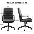 thumbnail image 2 of Office Desk Chair Leather, Conference Room Chairs with Wheels, Modern Executive Office Chairs Adjustable Height, Ergonomic Swivel Rolling Ribbed Computer Chair(Matte Black), 2 of 14