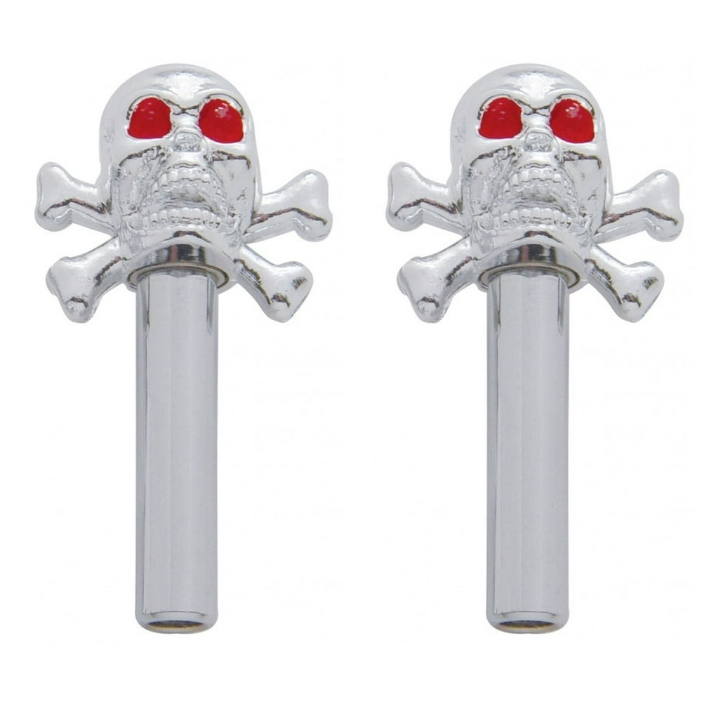 Chrome Skull and Cross Bones Door Lock Knobs Pair