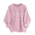 thumbnail image 3 of MELDVDIB Womens Thanksgiving Sweatshirt Funny Printed Fashion Casual Solid Color Oversized Hoodless Sweatshirt Fall Winter Long Sleeve Loose Pullover Tops Pink L, 3 of 7