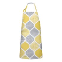 Yellow and Gray Geometric Quatrefoil Apron-Garden Aprons for Women with Pockets-Cotton Linen Waterproof Kitchen Cooking Gardening Aprons Adjustable for Kitchen,Cooking,BBQ and Salon 33x27 Inch