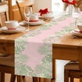 thumbnail image 5 of Pink Leaves Table Runner - 90 Inch Long Green Summer Botanical Pastoral Cotton and Linen Blended Dress Scarves Farmhouse Table Runner for Kitchen Dining, Coffee Table, 13" x 90", 5 of 8