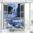 thumbnail image 3 of Waterfall Shower Curtain, Window Shower Curtain, Nature Landscape Shower Curtain Set Waterproof Bath Curtain Bathroom Decor with 12 Hooks, 72x72 inches, 3 of 6