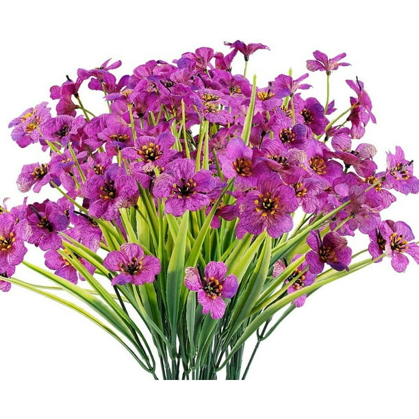 GRNSHTS 6 Bundles Artificial Flowers Outdoor UV Resistant Fake Flowers No Fade Faux Plastic