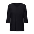 thumbnail image 6 of Craaazy Women's Casual Plus Size 3/4 Sleeve V Neck Tops Loose Fit Solid Color Loose Fit T Shirts for Spring and Summer Gift, 6 of 6