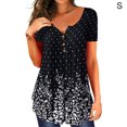 thumbnail image 1 of Camiseta de mujer Blusa casual Cuello en V Manga corta Botón Top, Starry, S Noticed AP001374-11, 1 of 5