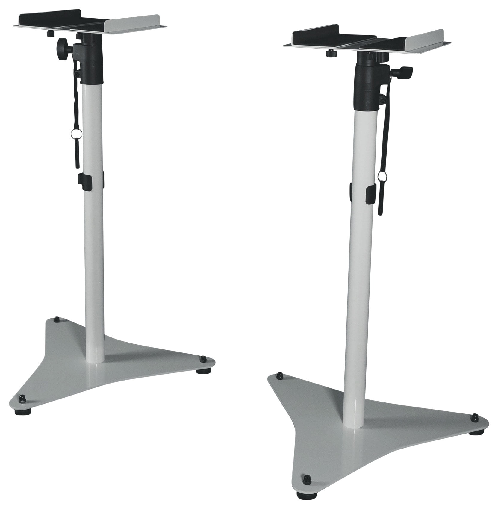 2) Rockville RockShelf 54W 5.25" Home Bookshelf Speakers+White Adjustable Stands