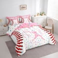 thumbnail image 2 of Erosebridal Pink Dripping Baseball Stitch & Batter Silhouette Graphic Bedding Comforter Set 7pcs, Sport Graphic Queen Bedding Sets for Girls Kids,Breathable Home Decor, 2 of 6