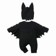 thumbnail image 2 of Bellafa Baby Bat Wings My 1st Halloween Outfit Skeleton Newborn Baby Boy Girl Black Bat Bodysuit Long Sleeve Romper With Hats, 2 of 11