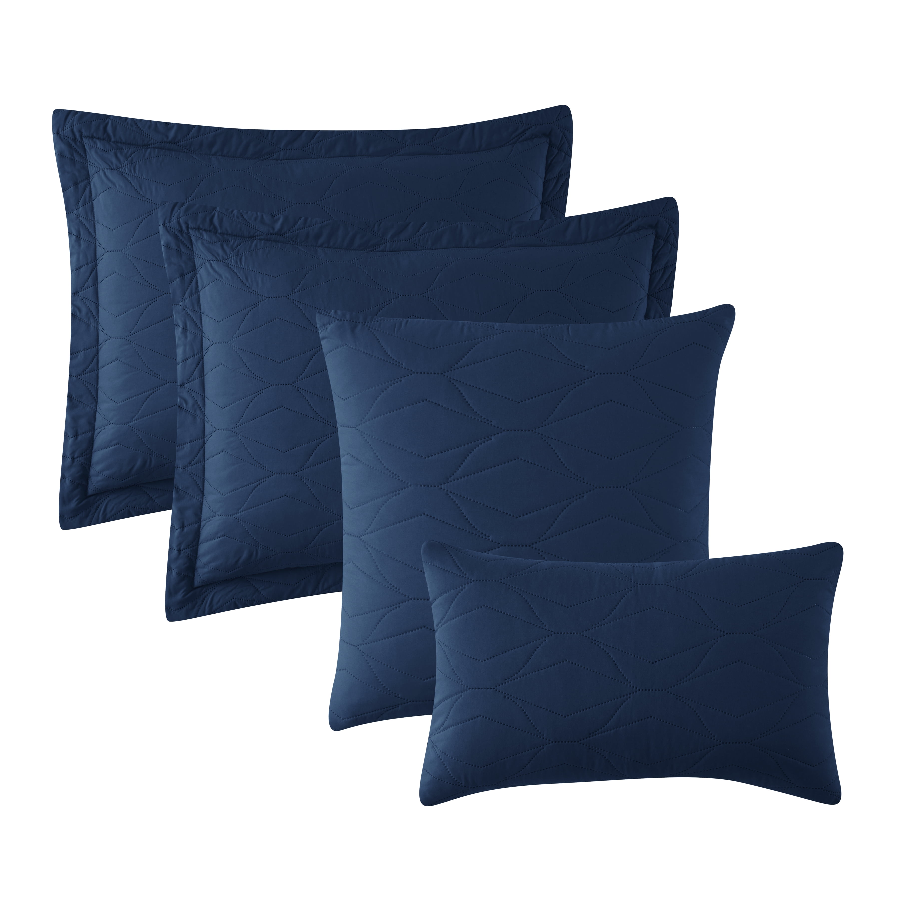 Nestl 5 Piece Quilt Set King with Pillow Shams and Euro Shams, Soft Microfiber Lightweight Bedspread Coverlet, Modern Style Ellipse Weave Bed Cover, Navy Blue