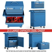 AIRAJ Blue 40 3-Drawer Rolling Tool Chest | Single Door Metal Workshop Tool Cabinet on Wheels
