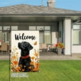 thumbnail image 3 of AMHNF Welcome Black Dog with Orange Flowers Linen Garden Flag for Spring Summer Home Outdoor Garden Yard Door Decor 12x18 inch, 3 of 5