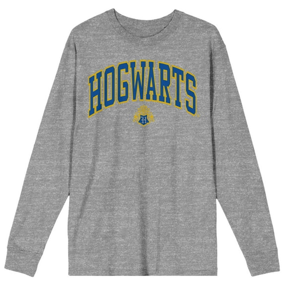 Hogwarts College Men's Athletic Heather Gray Long Sleeve Shirt-3XL
