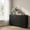Black, variant on Fluted Buffet Cabinet Sideboard, 55" Mid Century Modern Credenza with 4 Doors & Adjustable Shelves, Sideboard with Gold Handles for Kitchen Dining Living Room Entryway(Walnut)