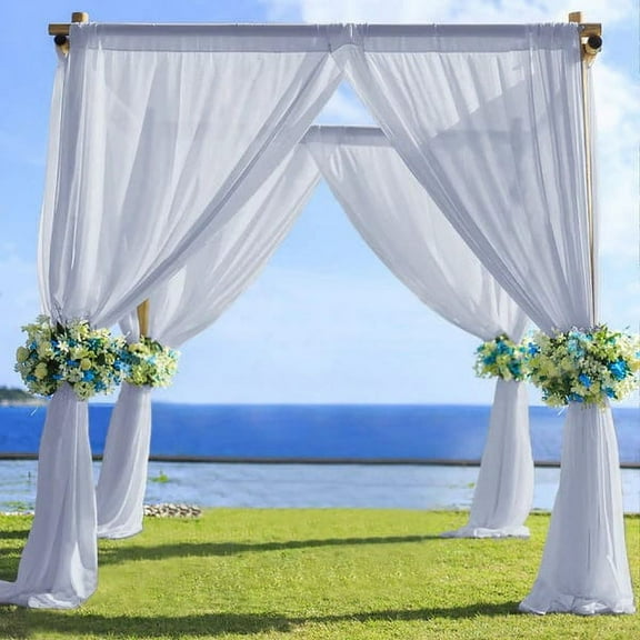 BalsaCircle 5x14 feet Dusty Blue Premium Chiffon Sheer Curtain Panel Backdrop Drape Wedding