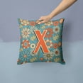 thumbnail image 2 of Carolines Treasures CJ2012-XPW1414 Letter X Flowers Retro Blue Canvas Fabric Decorative Pillow  14Hx14W multicolor, 2 of 4