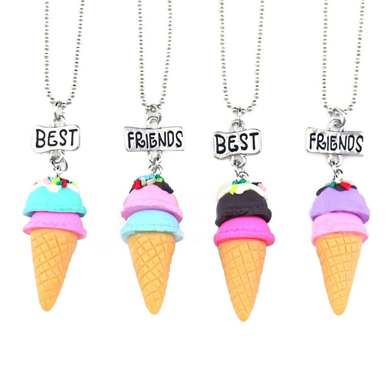4Pcs Children s Friendship Necklace Set Clay DIY Ice Cream Shaped