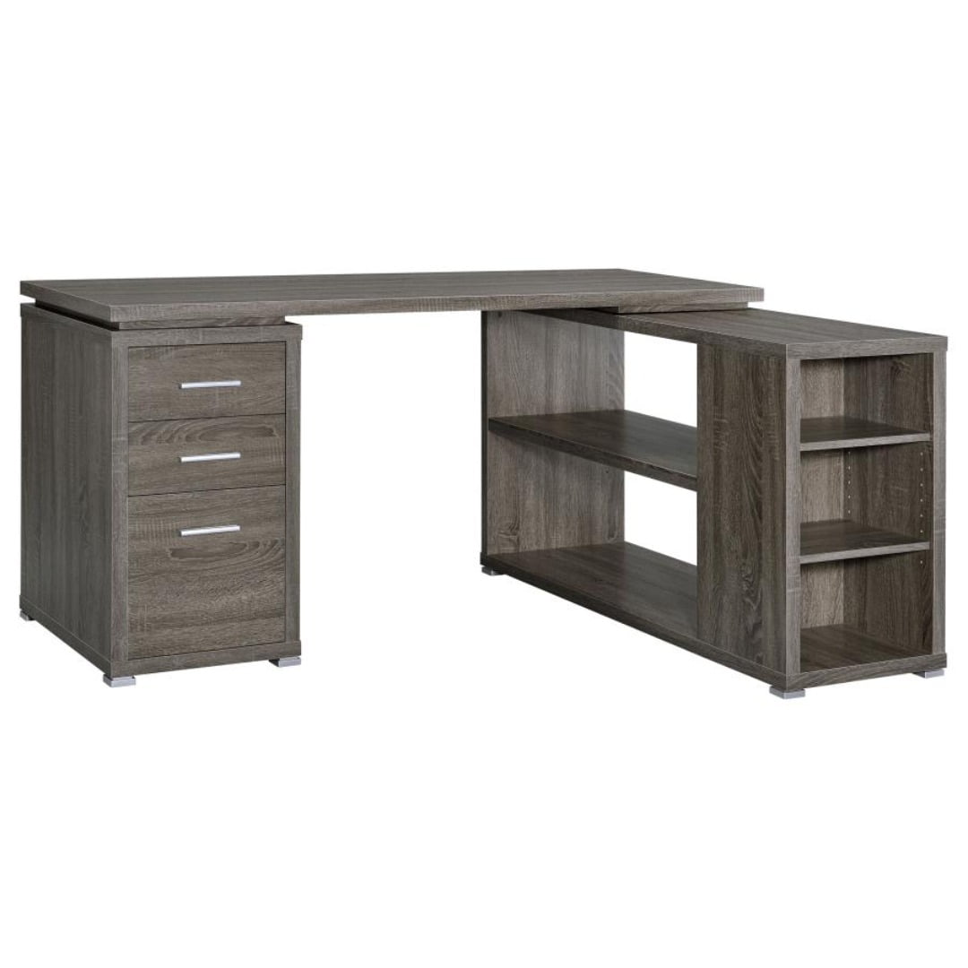 Modern L shaped Home Office Reversible Computer Desk with Storage In Weathered Gray (Weathered Gray)