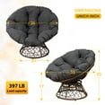 thumbnail image 6 of Patio Lounge Chairs Papasan Chair Egg Chair 360-Degree Swivel Papasan Chair Round Circle Ratten Chair with Cushion and Metal Frame for Living Room Indoor Apartment Outdoor Bedroom,Black, 6 of 7