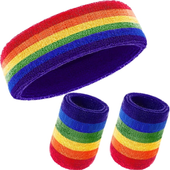 LAICAIW 3 Pieces Sweatbands Set, Includes Sports Headband and Wrist Sweatbands Sweat Band for Athletic Men and Women