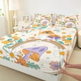 thumbnail image 2 of Manfei Cartoon Orange Mushroom Twin Sheet Sets for Kids, Groovy Daisy Flower Twin Fitted Sheet, Rainbow Flat Sheet, Lightweight Room Decor, 3 Pieces, 2 of 6