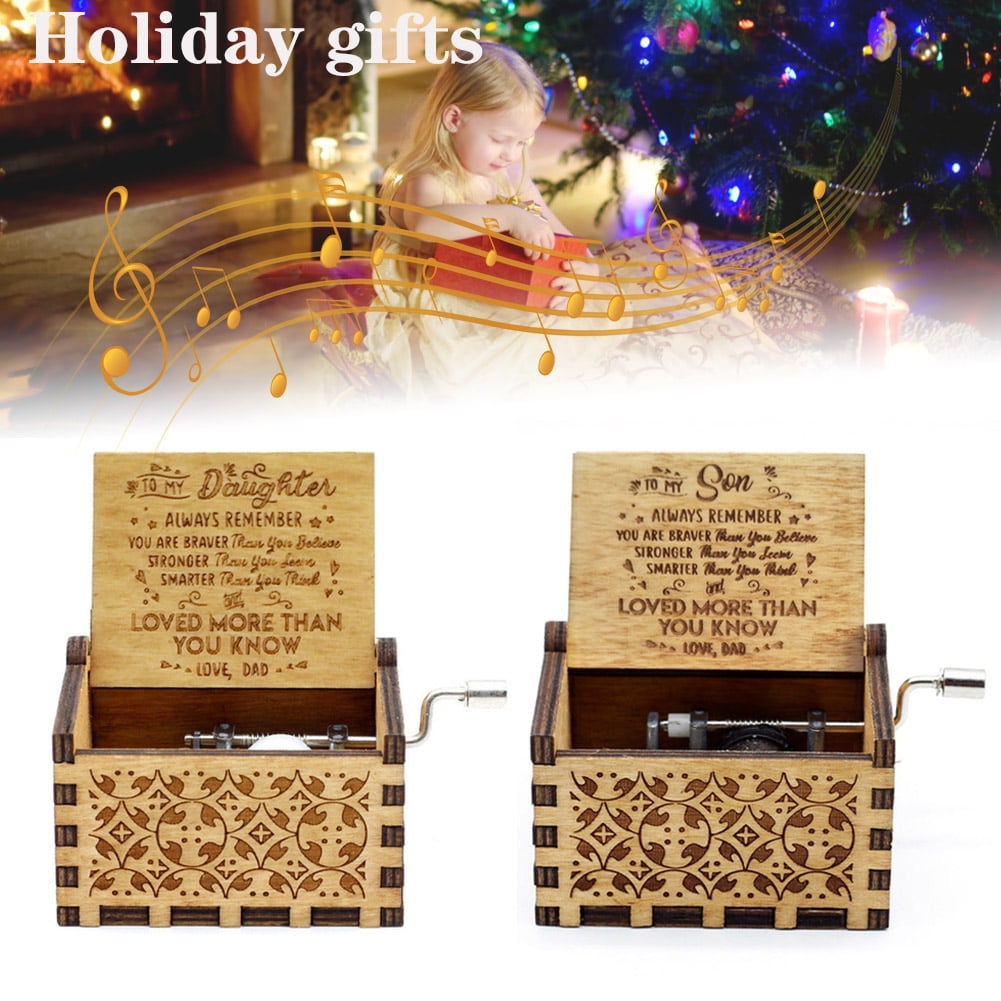 Color You Music Box Hand Cranked Christmas Music Box Engraved Vintage Wooden Music Box Portable Music Boxes for Boys Men and Women Ideal Gift for Christmas and New Year Girls