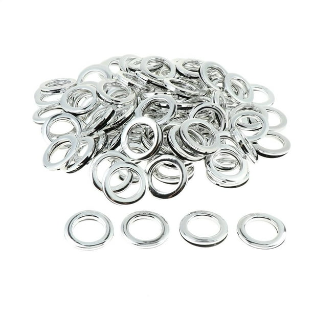 Paquete de 90 anillos de cortina con ojales, anillos decorativos para cortinas, accesorios para cortinas Plata