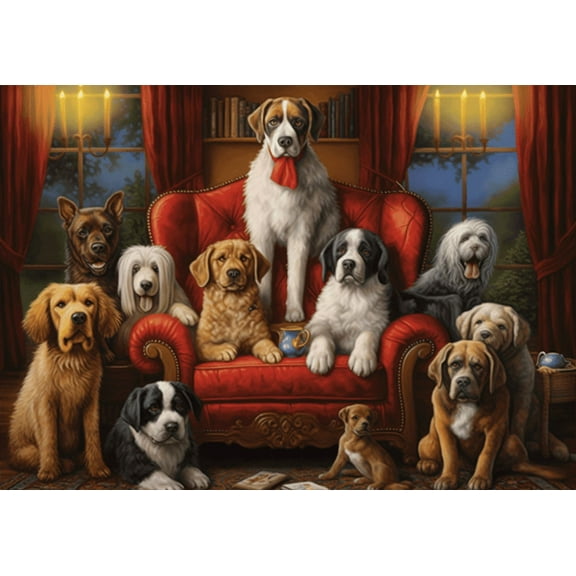 jigsaw puzzles 50 pieces for adults Christmas Love My Dogs party Formation wooden Challenging Puzzles Perfect for Game 7.9'' x 5.9''