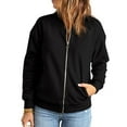 thumbnail image 5 of Women Zip Up Long Sleeve Casual Solid Color Loose Sweatshirts Jackets Outwear with Pockets, 5 of 5