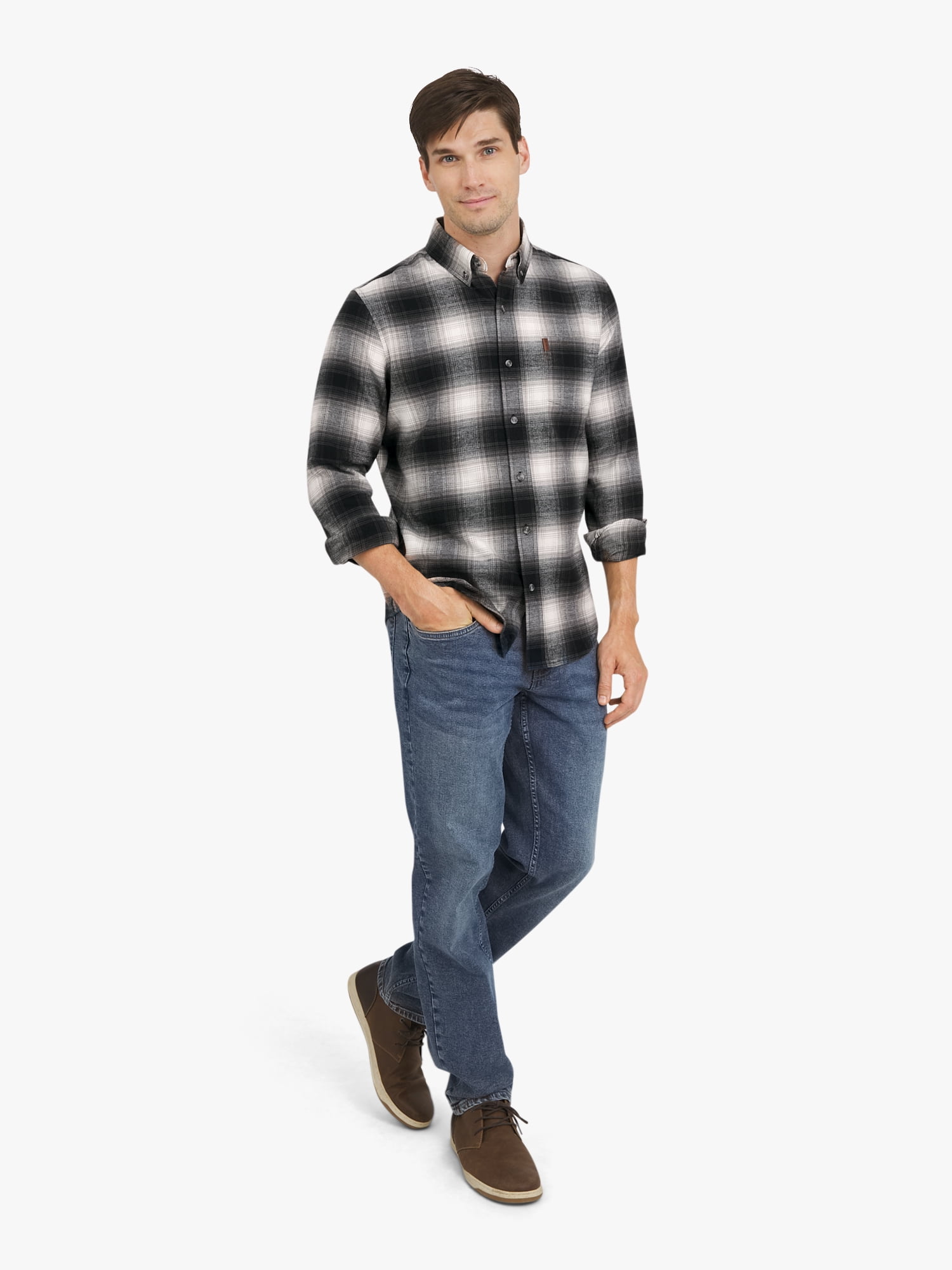 Chaps Men's and Big Men's Comfort Stretch Flannel Shirt, Sizes S-2XL