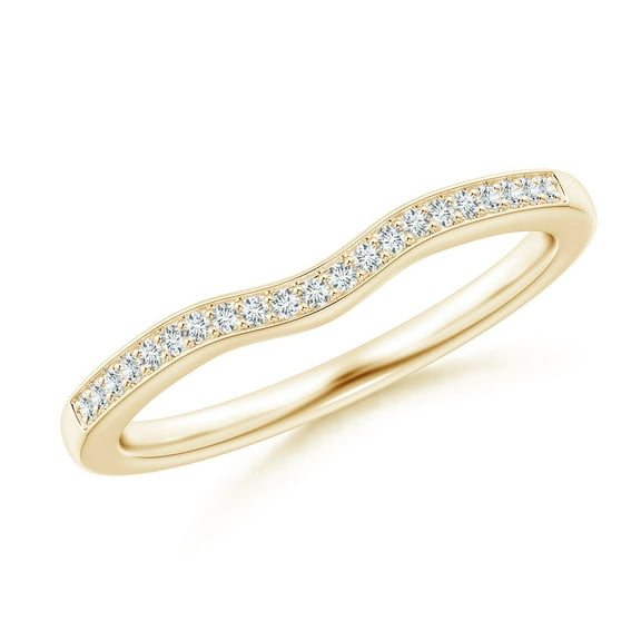 ANGARA Lab Grown Pave-Set Diamond Curved Wedding Ring for Women in 14K Yellow Gold (Size-0.9mm| Color-F-G| Clarity-VS) | April Birthstone, Anniversary, Jewelry Gift for Women | Lab-Grown Diamond Ring