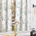 thumbnail image 2 of Cortinas de cocina Jinchan de lino con estampado floral primaveral, 90 cm, color verde 2P, 2 of 5