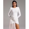thumbnail image 4 of Vestido de noche BELLA BARNETT White Diamond de manga larga para mujer, 4 of 5
