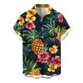 thumbnail image 4 of Ceisia Men's Pineapple Tropical Flower Print Hawaiian Shirt Short Sleeve Button Down Summer Beach Shirt Army Green XXL Gifts for Father, 4 of 7