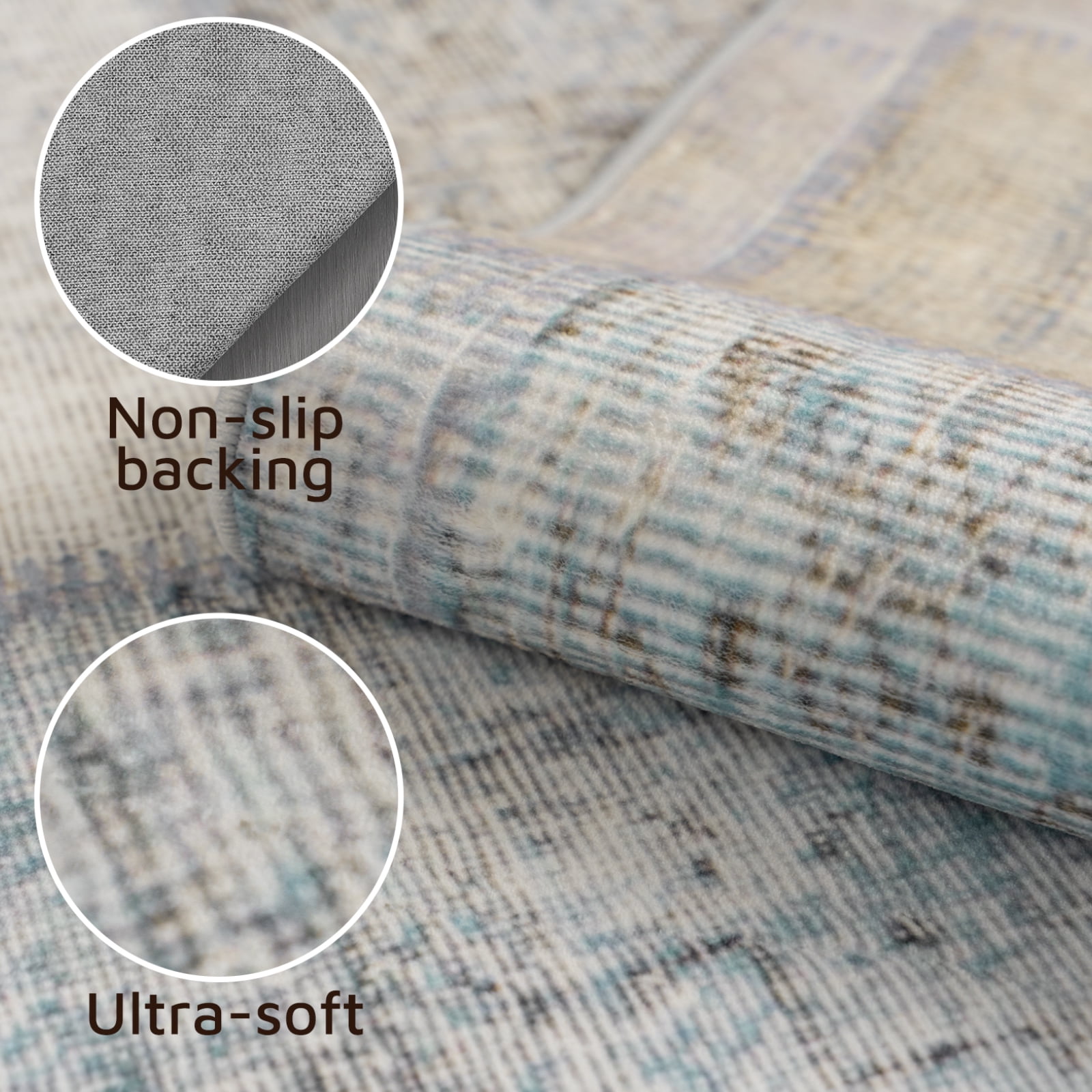 Cozylore 8'x10' Area Rugs for Living Room Modern Rug Soft Low Pile Non Slip Carpet Machine Washable Indoor Rug for Bedroom Dining Room, Blue