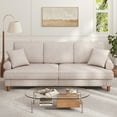 thumbnail image 3 of Patbrela 87" Sofa Couch, Comfy Extra Deep Seat 3 Seater Couch for Living Room with Soft Upholstered Round Arms, Free 2 Pillows, Beige, 3 of 10