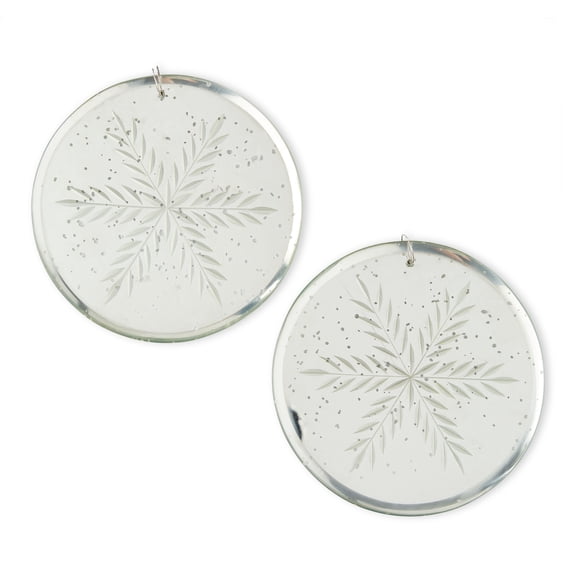 Holiday Time Glass Mirror Christmas Ornament, 5" - 2 Pack