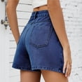 thumbnail image 2 of Pantalones cortos de mezclilla asimétricos casuales con falda pantalón de mezclilla de talle alto con botones delanteros for mujer, 2 of 7