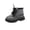 Black, variant on Kids Iridescent Glitter Patent Ankle Martin Boots Girls Fall Shiny Colorful Faux Leather Short Booties Side Zipper Lace up Soft Sole Outdoor Boots