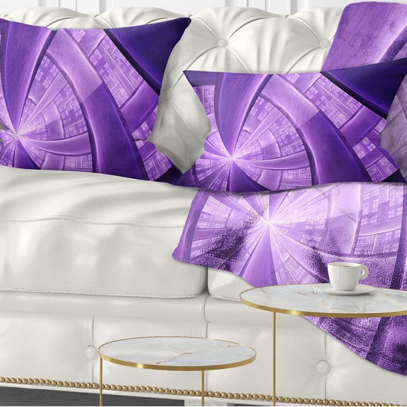 Designart Purple Fractal Exotic Plant Stems - Abstract Throw Pillow - 12x20