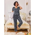 thumbnail image 4 of Ekouaer Pajamas for Women Set 2 Piece Lounge Set Soft Pajama Sets Short Sleeve and Pants Pj Sets Loose Sleepwear with Pockets, 4 of 6