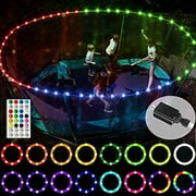 ?Upgraded Power Adapter Version?LED Trampoline Lights, Remote Control Rim Light for 15Ft Trampoline,16 Colors&12 modes, Free from changing batteries, Waterproof, Super Bright to Play at Night Outdoors